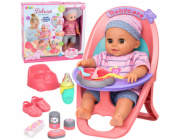 LeanToys Panenka čůrá, blábolí, pláče, mluví 12 zvuků, příslušenství, židlička