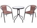 Set balkónový ALESIA, hnědý, stůl 70x60 cm, 2x židle 52x5...