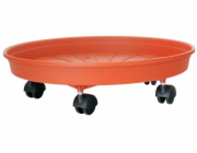 Podložka pod květináč ICS MARGHERITA 25 cm, kulatá, vozík s kolečky, barva terakota, plast