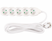Kabel DG-F805B L-3 m, prodlužovací kabel, bílý, 5x zásuvka