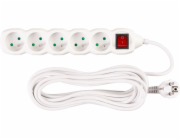 Kabel DG-F805BK L-7 m, prodlužovací kabel, bílý, 5x zásuvka + vypínač