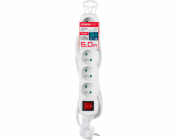 Kabel DG-F805BK L-5 m, prodlužovací kabel, bílý, 5x zásuvka + vypínač