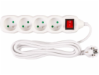 Kabel DG-F804BK L-3 m, prodlužovací kabel, bílý, 4x zásuv...