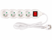 Kabel DG-F804BK L-1,5 m, prodlužovací kabel, bílý, 4x zásuvka + vypínač