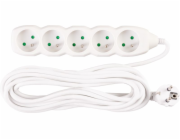 Kabel DG-F805B L-7 m, prodlužovací kabel, bílý, 5x zásuvka