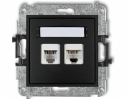Karlik MINI telefonní zásuvka RJ11 + počítačová zásuvka RJ45 kat. 5e 8pinová beznástrojová matně černá 12MGTK