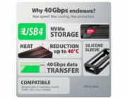 AXAGON EEM2-40G, USB-C 40Gbps externí box pro M.2 NVMe SSD, zesílený hliník