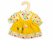 Bigjigs Toys Žluté šaty s jablíčky a kytičkami pro panenku 28 cm