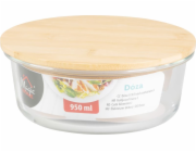 Dóza MagicHome, skleněná, kulatá, 950 ml, s bambusovým víkem