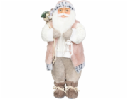 Dekorace MagicHome Vánoce, Santa, s dárkem, růžovo-hnědý, 46 cm