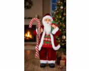 Dekorace MagicHome Vánoce, Santa, s dárkem, červený, 60 cm