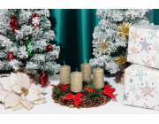 Sviečka MagicHome Vianoce, 4,8x8 cm, valcová, bal. 4 ks, šampaň, s glitrami, adventná