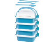 MagicHome Lunchbox, čtvercový, 4 kusy, s příbory, 4x0,8 litru, 16x19,5x26 cm