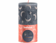 Sviečka Bolsius Rustic, valcová, Vianoce, Slate Blue, 130/68 mm