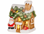 Dekorace MagicHome Vánoce, domeček se Santou, LED, terakota, 10x8,3x12,2 cm