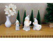 MagicHome Vánoční figurka, Anděl se sněhovou koulí, LED, terakota, 13,5x13x20 cm