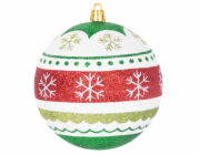 MagicHome Vánoční koule, 4 ks, červeno-zelené, s ozdobami, na vánoční stromek, 10 cm