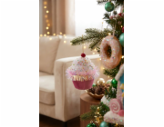 Dekorace MagicHome Christmas Candy Line, muffin, růžová, závěsná, 7x7x11 cm
