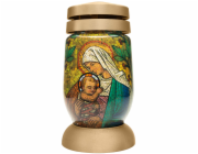 Kahanec Bolsius S03 3D Marie s Ježíšem, vitráž, 22 cm, na hrob, s náplní 36 h