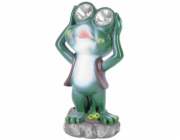 Dekorace Strend Pro Gecco, žába, 14x12x25 cm, polyresin, solární žába, 2x LED, AAA