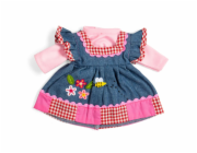 Bigjigs Toys Džínové šaty s růžovým lemem pro panenku 34 cm