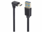 PremiumCord USB C-USB A, zahnutý, černý, 3m