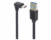 PremiumCord USB C-USB A, zahnutý, černý, 3m