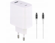 Nabíječka TNB Gan 230V 65W, nástěnná nabíječka, 2 x USB-C + USB-A + USB-C kabel TNB / ChnbGan 65W
