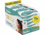 Vlhčené ubrousky Pampers Aqua Soft Touch 15x60 ks bez plastu
