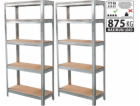 Regál Racks, kovový, MDF, 5 polic, 1800x900x300 mm, bal. 2ks