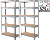 Regál Racks, kovový, MDF, 5 polic, 1800x900x300 mm, bal. 2ks