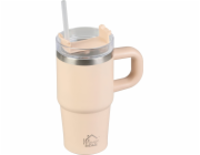 Termohrnček MagicHome, na kávu/čaj, 550 ml, se slámkou, nerez