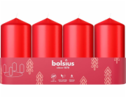 Sviečky Bolsius Pillar Advent, Vianoce, červené, 48/100 mm, bal. 4 ks