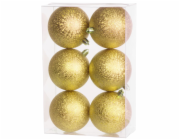 MagicHome Vánoční koule, 6 ks, zlaté, na vánoční stromek, 8 cm