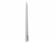 MagicHome Vánoční svíčka, 25 cm, bal. 2 ks, stříbrná, spirála, kroucená