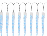 Řetěz MagicHome Christmas Icicle, 65x LED ledově modrá, 8 funkcí, 230 V, 50 Hz, IP44, venkovní, osvě