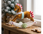 Dekorace MagicHome Vánoce, Candy Line Perníkový houpací kůň, 30x12x26 cm