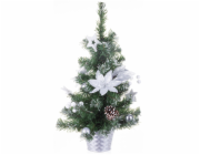 MagicHome Vánoční stromeček, zdobený, stříbrný, květina, 30 cm