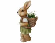 Dekorace MagicHome Gecco, Zajíček s košíkem, magnézie, 22x19x46 cm