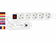 Kabel Strend Pro DG-805BK, německá zásuvka, 1,50 m, 5 zásuvek, HU, RO, SRB, CRO + spínač