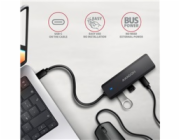 AXAGON HUE-C2C, 4× USB 5Gbps TRAVEL hub, 2× USB-A + 2× USB-C, USB-C napájení, kabel USB-C 19cm
