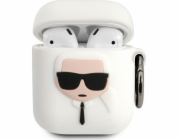 Karl Lagerfeld KLACCSILKHWH Silikonový ochranný kryt Ikonik pro AirPods 1/2 bílý