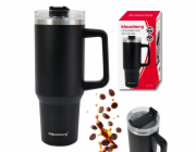 Klausberg Velký termohrnek s brčkem na vodu do auta 1100ml KLAUSBERG KB-7942 Černý