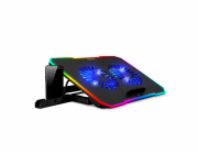 EVOLVEO CoolPro, chladící podložka pod notebook, 2x ventilátor, RGB podsvícení, černá