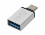 Redukce USB 3.1 konektor C/male - USB 3.0 A/female, stříbrný, OTG