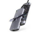 AXAGON HMC-6M2, USB 3.2 Gen 1 hub, porty 2x USB-A, HDMI, RJ-45 GLAN, SATA M.2 slot, PD 100W, kabel USB-C 18cm