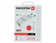 Swissten Síťový Adaptér Smart Ic 2X Usb 2,1A Power + Datový Kabel Usb / Lightning 1,2 M Bílý