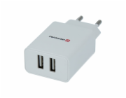 Swissten Síťový Adaptér Smart Ic 2X Usb 2,1A Power + Datový Kabel Usb / Micro Usb 1,2 M Bílý