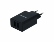 Swissten Síťový Adaptér Smart Ic 2X Usb 2,1A Power + Datový Kabel Usb / Type C 1,2 M Černý