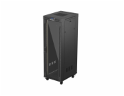 Stojací instalační skříňka 19 37u 600x800 černá, lcd skleněné dveře (Flat pack)